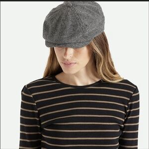 BRIXTON Brood Newsboy Cap Black & Grey Herringbone  Unisex NWT